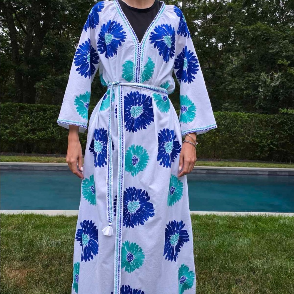 Floral Embroidered Maxi kaftan Dress